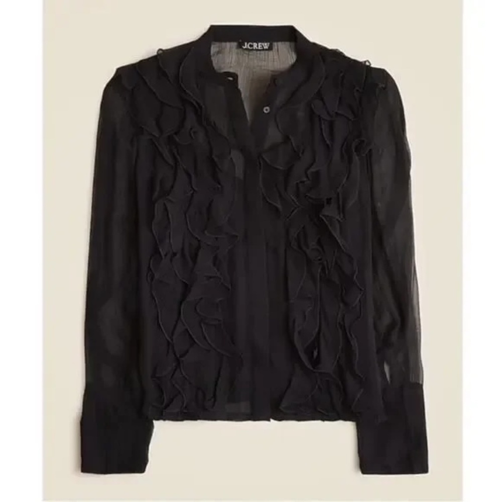 J. Crew Ruffle Front Sheer Cupro Top Size 8 NWT
